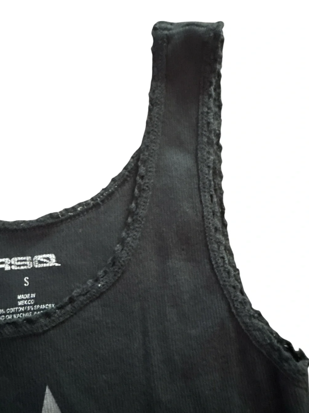 RSQ Black Ribbed Tank with White Star Graphic Girls Size Small 95% Cotton Shirt
